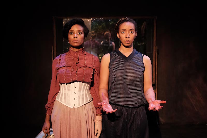 Tarina Pouncy and Diona Elise Burnett in Sylvan Oswald’s Vendetta Chrome by Coeurage Theatre Company
at The Lex Theatre. (Photo by Nardeep Khurmi)