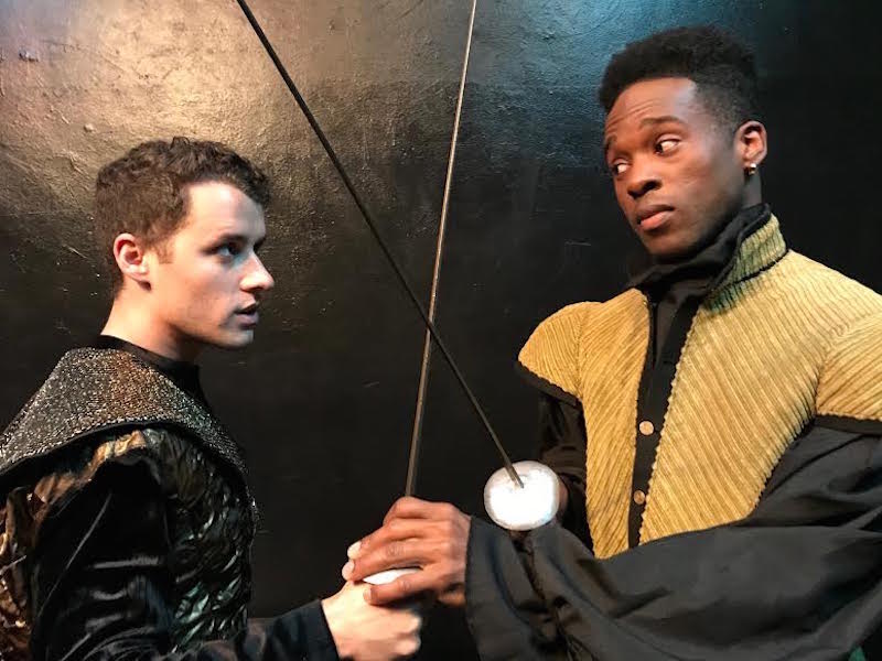 Christian Sullivan and Saint Ranson in Shakespeare’s King Lear at Zombie Joe’s Underground Theatre. (Photo by Denise Devlin)