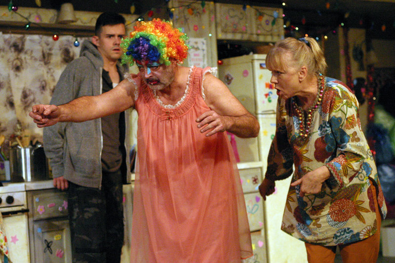 Zack Gearing, Ron Bottitta and Cynthia Kania in the Odyssey Theatre Ensemble production of Hir at the Odyssey Theatre. (Photo by Enci Box)