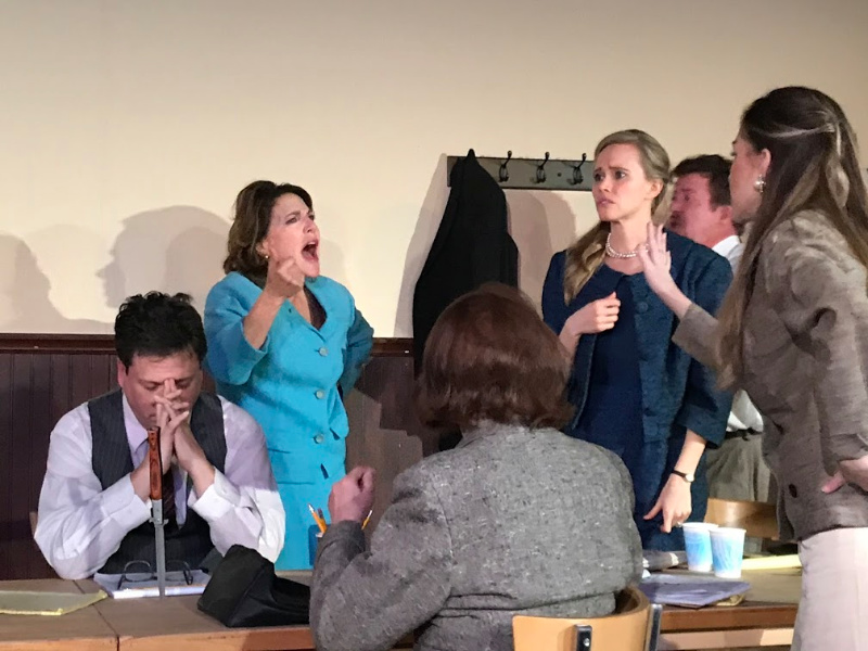 Chris Clonts, Caroline Westheimer, Nancy Fleming, Marquel Skinner, Stephen Beal and Whitney Anderson in Surf City Theatre Company's production of Reginald Rose’s 12 Angry Jurors at Second Story Theater. (Photo courtesy of Surf City Theatre Co.)