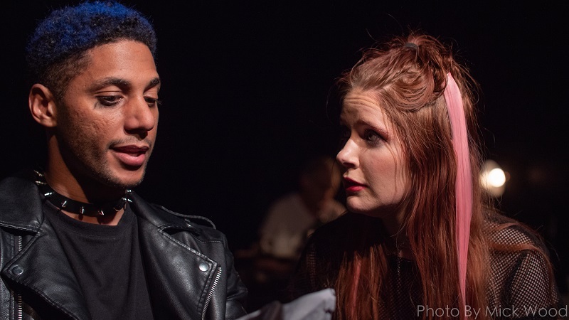 Adrian Burks and Samantha Mallory in Katrina Wood’s The P.O.W. and the Girl at the Sherry Theatre. (Photo by Mick Wood)