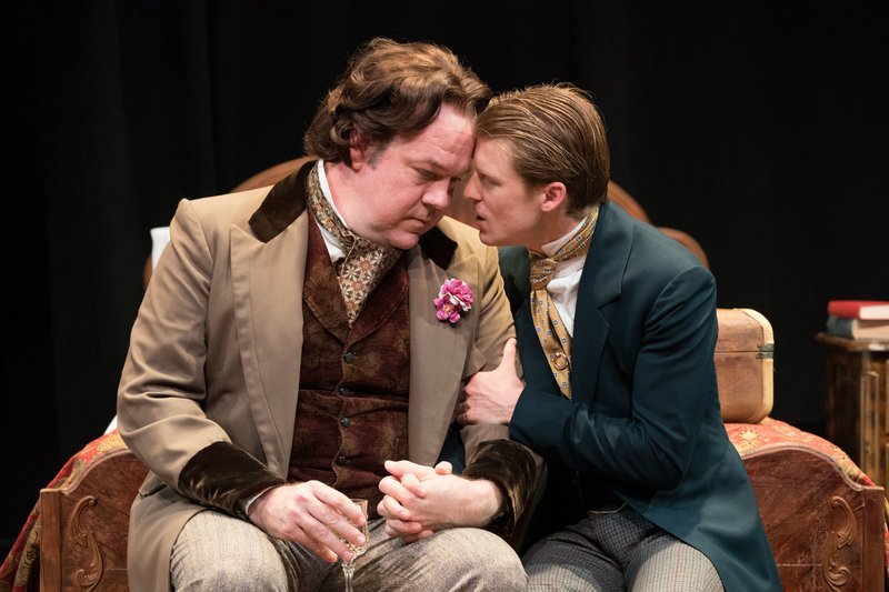 Rob Nagle and Colin Bates in The Judas Kiss by David Hare at Boston Court Pasadena. (Photo by Jenny Graham)