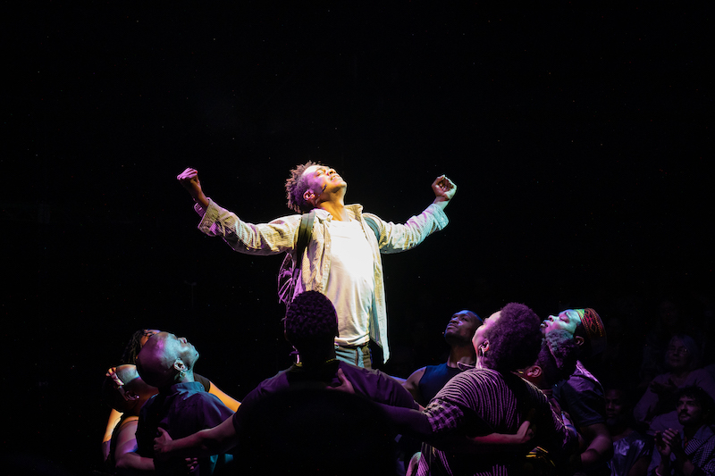 Jamar Williams and ensemble members in Witness Uganda at the Wallis Center for the performing Arts. (Photo by Sean Daniel)