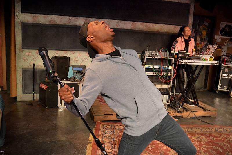 Matthew Hancock and Clarissa Thibeaux in Hype Man at the Fountain Theatre. (Photo by Ed Krieger)