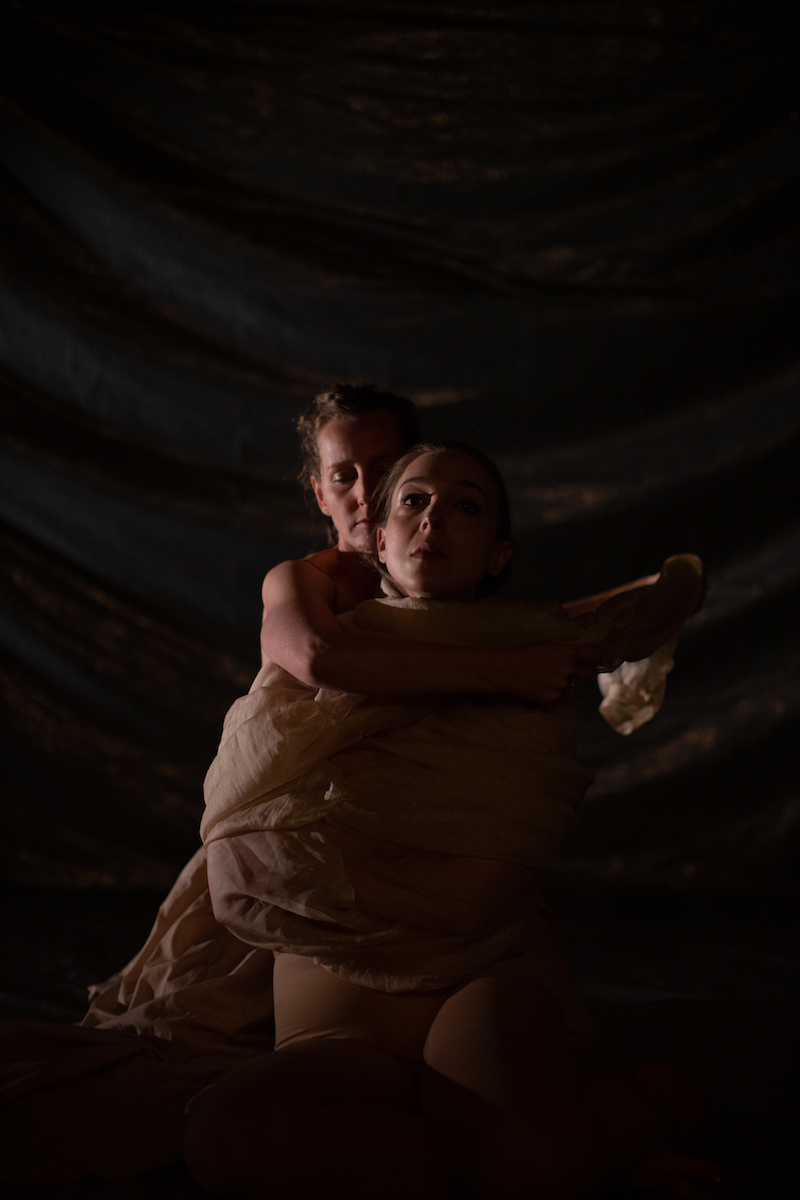 Ditte Berkeley (rear) and Annelise Lawson (front) in King Lear at Bootleg Theater. (Photo by Joshua Ballinger)