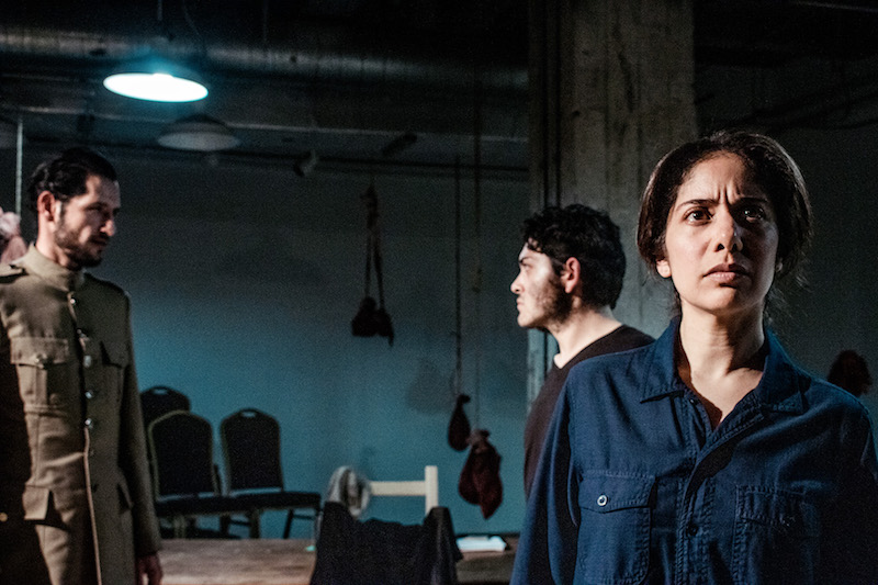 Hasiff Fadul, Javier Balderas and Corina Vela in Revoluciones at the Los Angeles Theatre Center. (Photo by Andrew Vasquez)