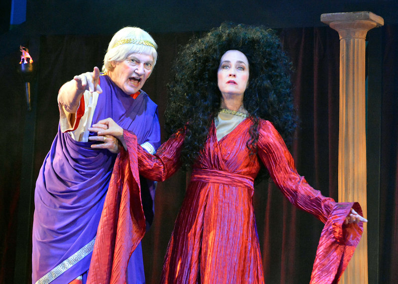 Andy Robinson and Beth Kennedy in the Troubadour Theater Company's production of Julius Weezer at The El Portal Theatre. (Photo by Ed Krieger)