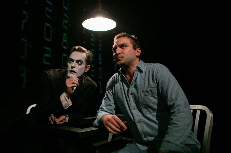 Bob Turton and Tom Szymanski in Tim Robbin’s VIOLENCE: The Misadventures of Spike Spangle, Farmer at The Actors' Gang Theatre. (Photo by Ashley Randall)