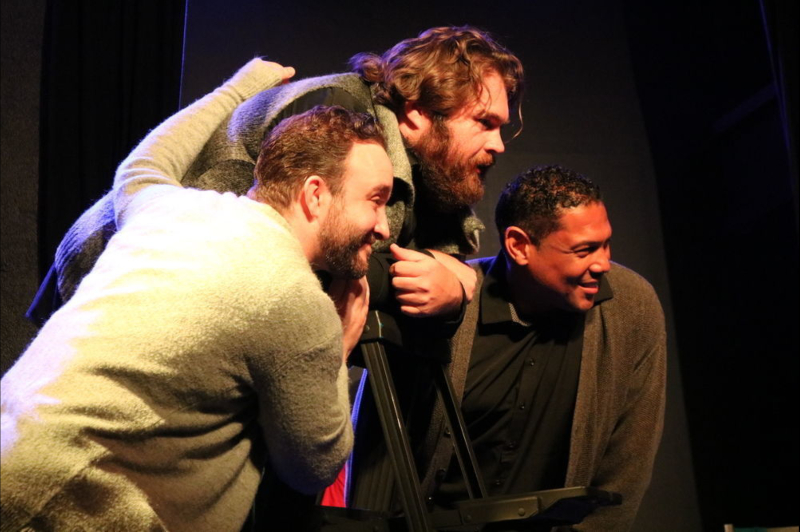 Jesse James Thomas, Dylan Booth, and Dan White in Double Falsehood at the Broadwater Studio Theater for the Hollywood Fringe Festival. (Photo by Alex Parker)