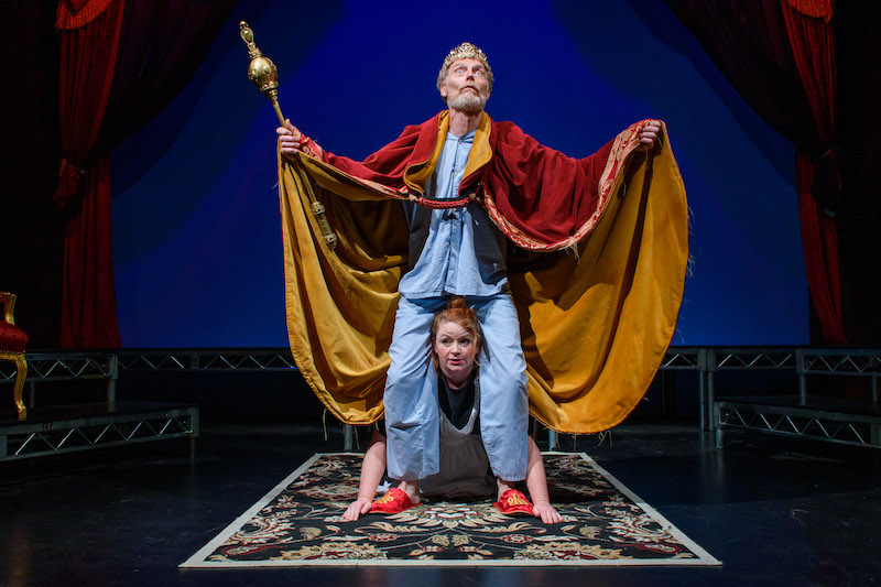 Troy Dunn and Kat Johnston in a new translation of Eugène Ionesco's Exit the King at City Garage Theatre. (Photo by Paul M. Rubenstein)