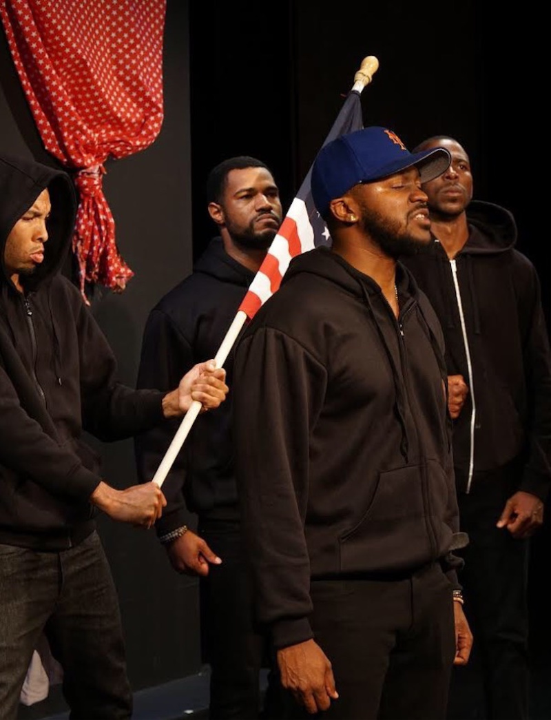 The ensemble of Hello America, CBG Arts/Inglewood Theater Group at the Hudson Theatres — Hollywood Fringe Festival. (Photo by Khwaja P. Dalil Hadi)