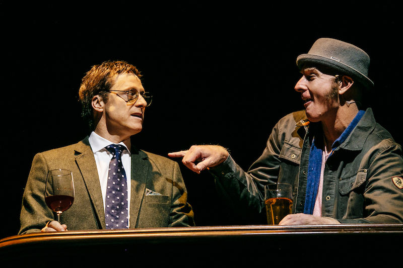 Alan Tudyk and Hugo Armstrong in Michael Mitnick's Mysterious Circumstances at Geffen Playhouse. (Photo by Jeff Lorch)