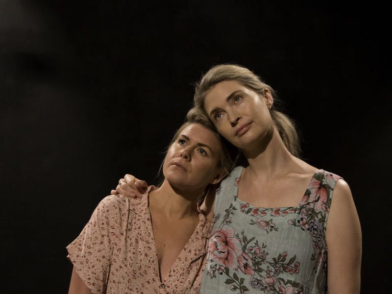 Amy Waller and Siobhan Marshall in Oracles and Miracles, a Let Live Theatre Fringe production at The Actors Company for the Hollywood Fringe Festival. (Photo by Giuliana Guarino)