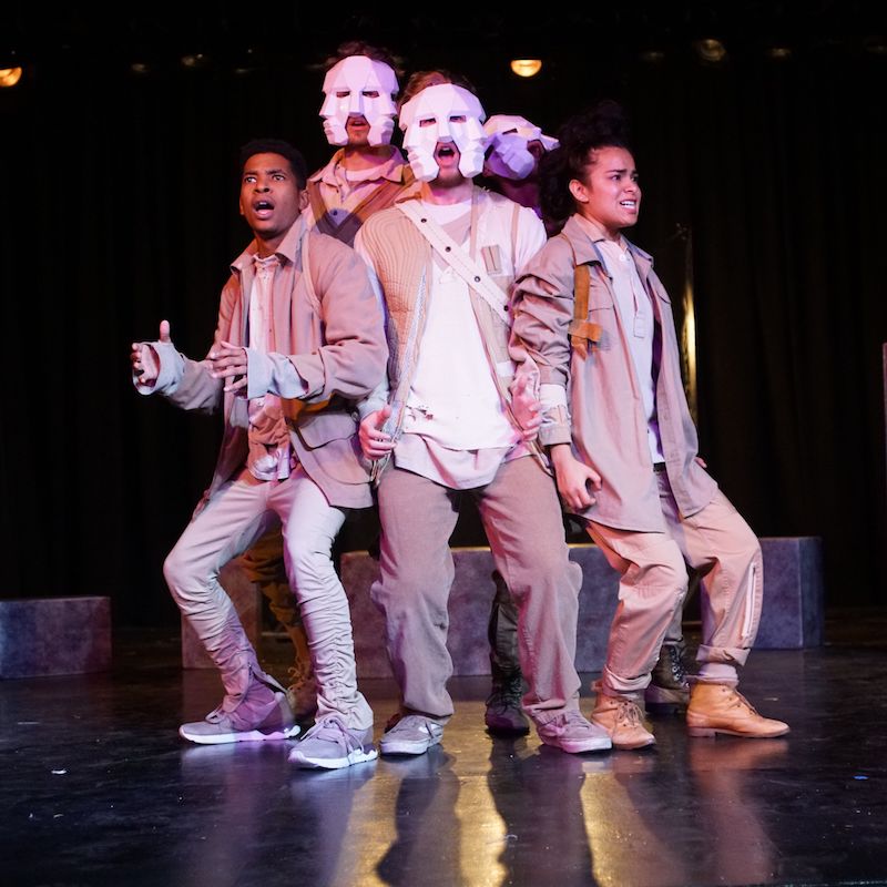 The ensemble of Start Swimming at The Broadwater Mainstage for the Hollywood Fringe Festival. (Photo by Brandon Sheets)