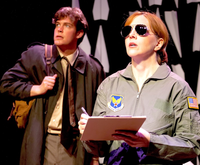 Brennan Patrick and Karen Harrison in 100 Planes, Filigree Theatre Company at The Broadwater Black Box. (Photo by Steve Rogers)