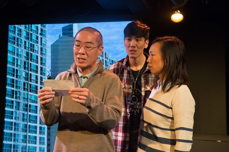 Hahn Cho, Gavin Lee and Monica Hong in The Fountain Theatre/East West Players production of Jiehae Park’s Hannah and the Dread Gazebo at The Fountain Theatre. (Photo by Jenny Graham)