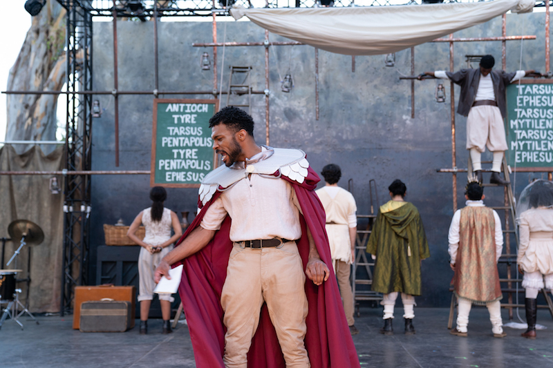 Gyasi Silas in Shakespeare's Pericles at the Independent Shakespeare Co. Griffith Park Free Shakespeare Festival. (Photo by Grettel Cortes)