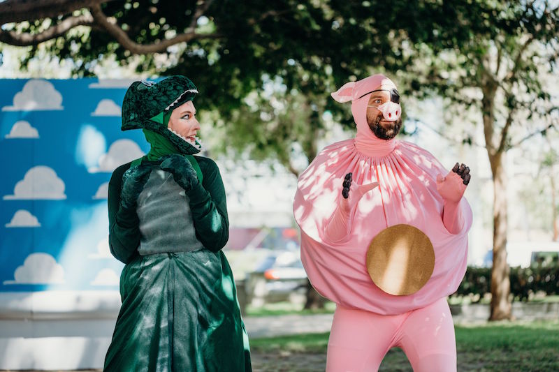 Julia Finch and Tom Szymanski in Will McFadden's Toy Story Tempest at The Actors' Gang Theater, Media Park. (Photo by Ashley Randall)