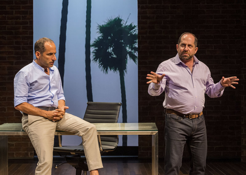 Peter Jacobson and Jason Kravits in Ethan Coen's A Play Is a Poem at the Mark Taper Forum. (Photo by Craig Schwartz)