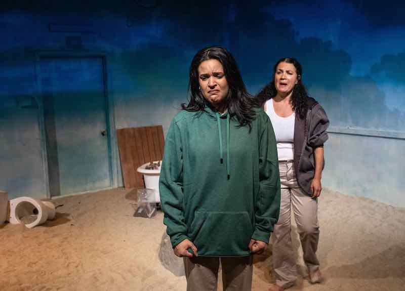 Gabriela Ortega and Adriana Sevahn Nichols in Janine Salinas Schoenberg’s Las Mujeres del Mar, Playwrights' Arena at Atwater Village Theatre. (Photo by Kelly Stuart)