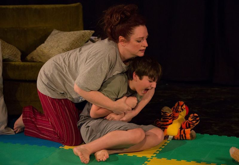 Jessica Cavanagh and Jude Segrest in Cavanagh’s Self-Injurious Behavior at Theatre 68. (Photo by Ashley Randall)