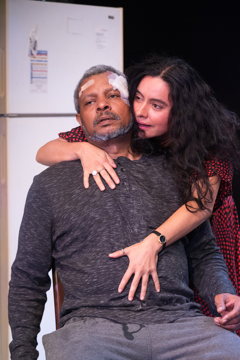 Montae Russell and Liza Fernandez in Between Riverside and Crazy at the Fountain Theatre. (Photo by Jenny Graham)