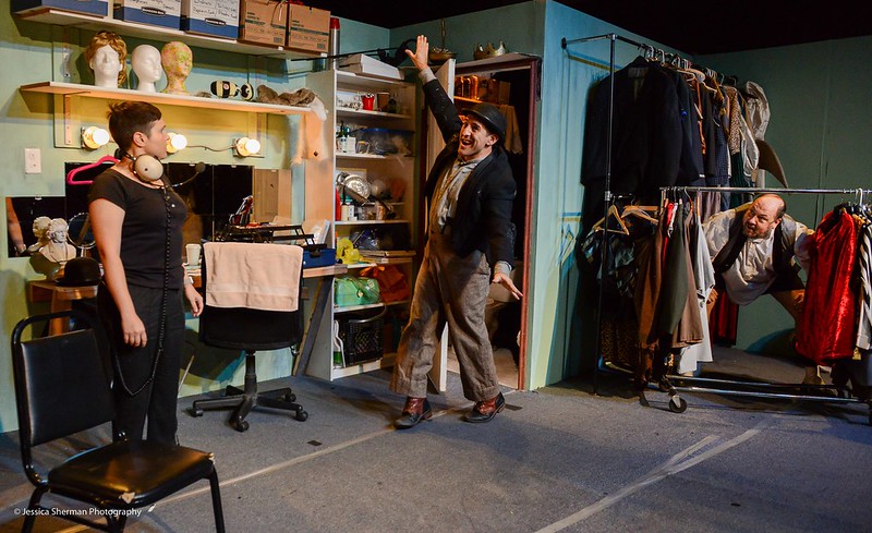 Julie Marchiano, Joe Hernandez-Kolski and Bruno Oliver in Sacred Fools Theater Company's production of Dave Hanson's Waiting for Waiting for Godot at The Broadwater Second Stage. (Photo by Jessica Sherman Photography)