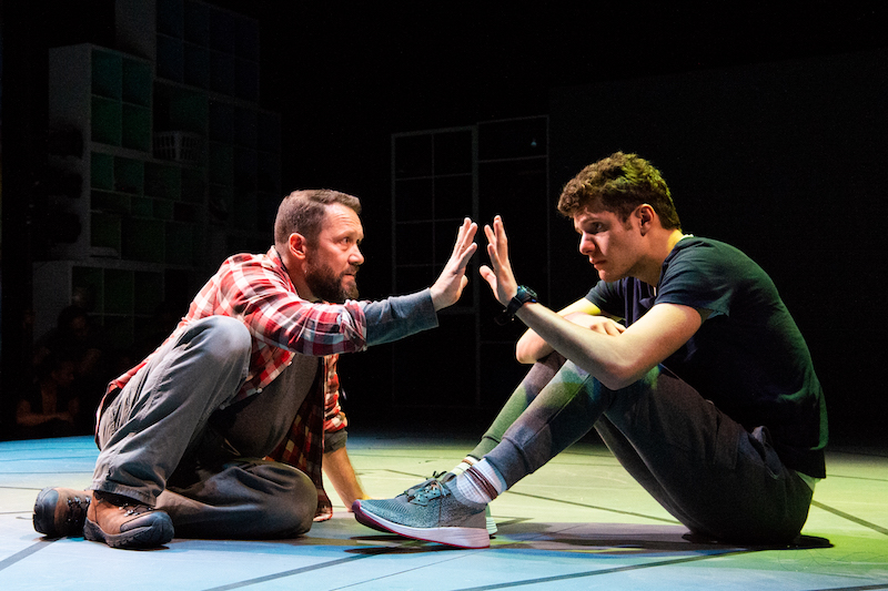 Iain Kohn and Michael Yurchak in Simon Stephens's The Curious Incident of the Dog in the Night-Time at Greenway Court Theatre. (Photo by Philicia Endelman)