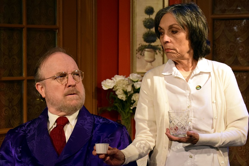 Jim Beaver and Kay Cole in George S. Kaufman and Moss Hart's The Man Who Came to Dinner at The Group Rep at the Lonny Chapman Theatre. (Photo by Doug Engalla)