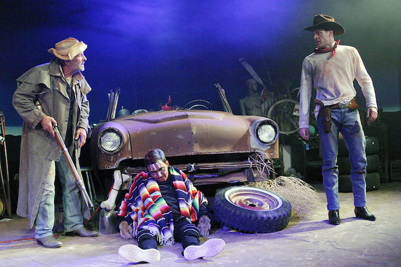 Carl Weintraub, Matt Curtin and Jordan Morgan in The Unseen Hand at the Odyssey Theatre. (Photo by Enci Box)