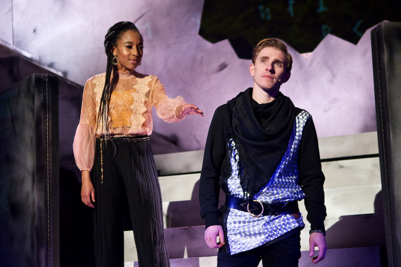 Fatima El-Bashir and Payson Lewis in Hamlet The Rock Musical at the El Portal Theater. (Photo by Barry Weiss)