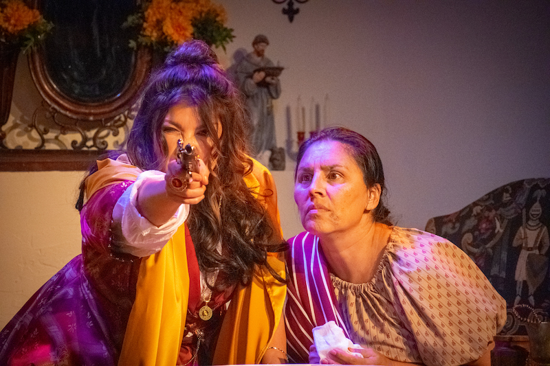 Candida Celaya and Jennifer Bobiwash in The Hall of Final Ruin at Ophelia's Jump in Upland. (Photo by Randy Lopez)