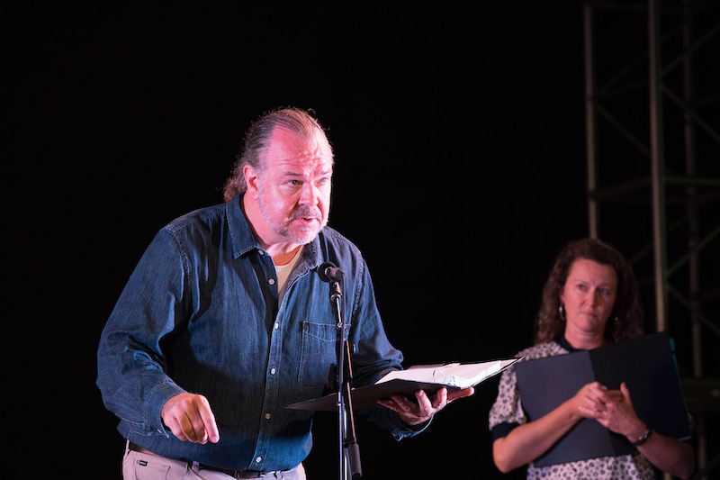 Rob Nagle and Aleisha Force in Lisa Loomer's Roe at the Fountain Theatre (Photo by Jenny Graham)