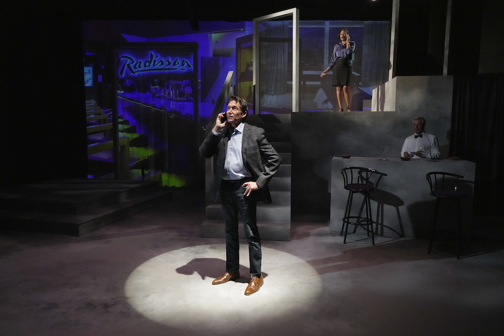 Michael Corbett, Tarina Pouncy, and David Jahn in Peter Lefcourt's Remembering the Future from Sweet Talk Productions at Odyssey Theatre. (Photo by Jenny Graham)